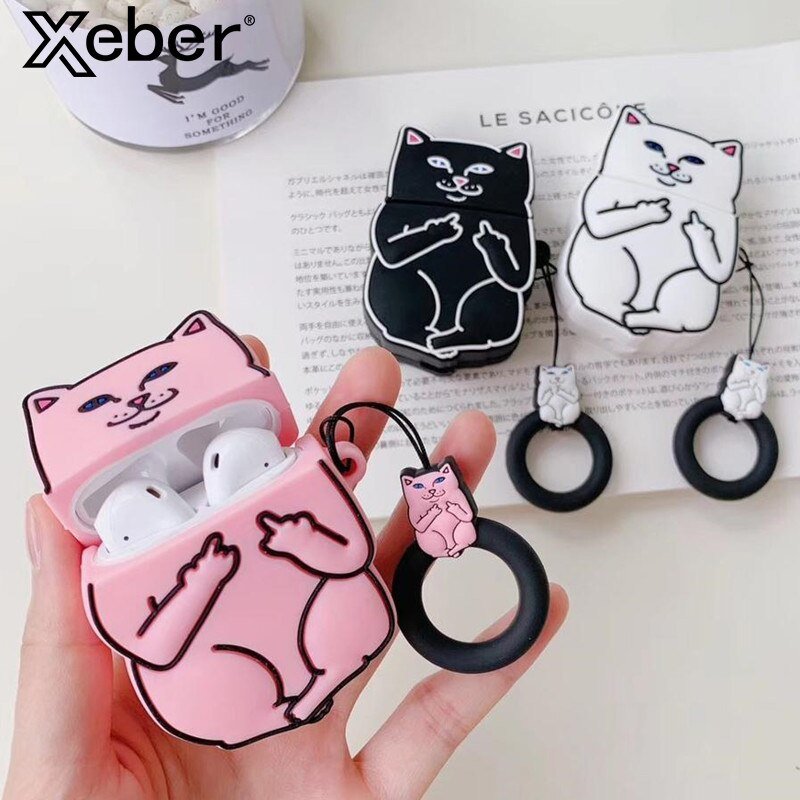 Cartoon Cat AirPods Case - Spooky Cat Plush